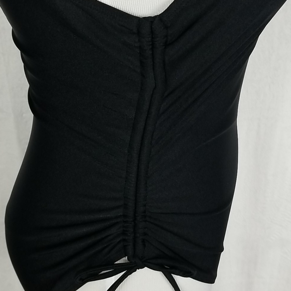 NWT ruched sides black deep cut bathing su… - Picture 5 of 9